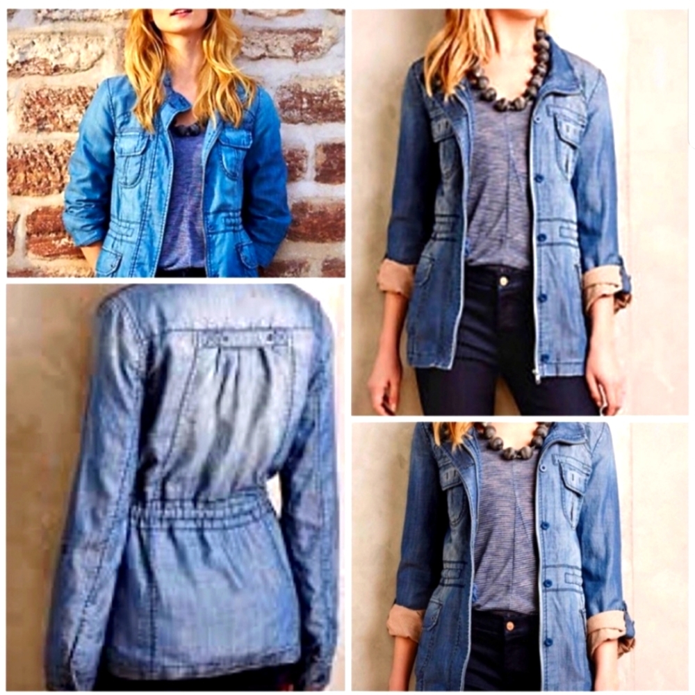Anthropologie  Marrakech Womens Blue Denim Jacket Size XS - Picture 2 of 12